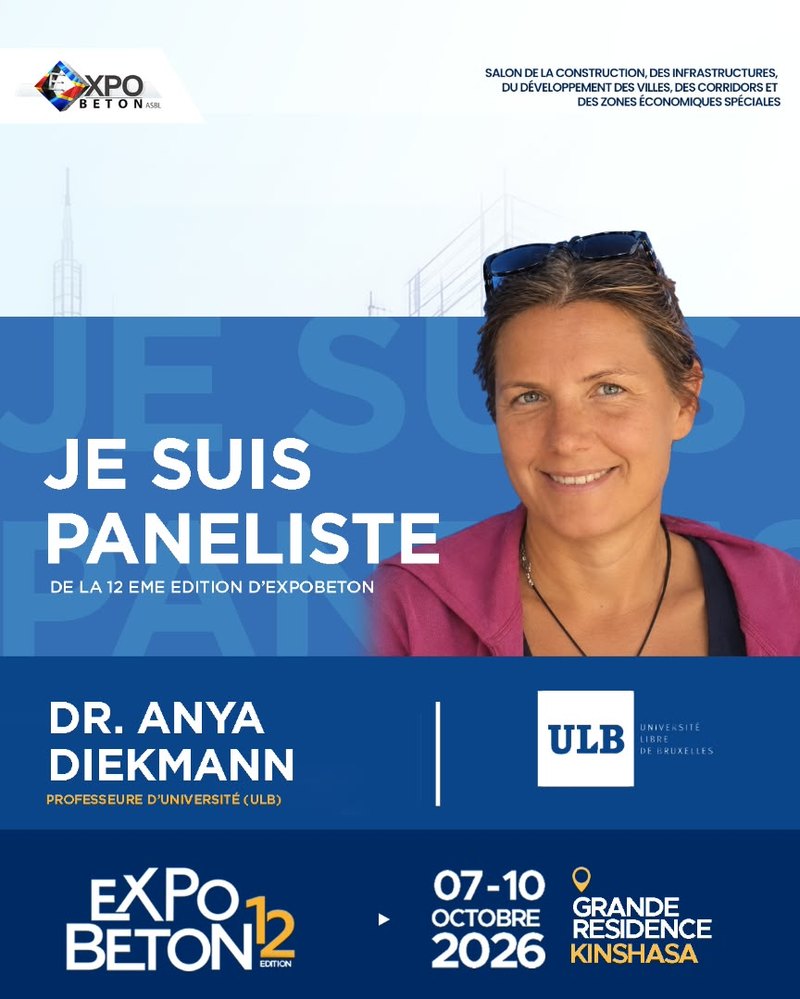 Dr Anya Diekmann, Professeure d’Universite a l’ULB (Universite Libre de Bruxelles), paneliste de la 12eme edition d’ExpoBeton RDC.