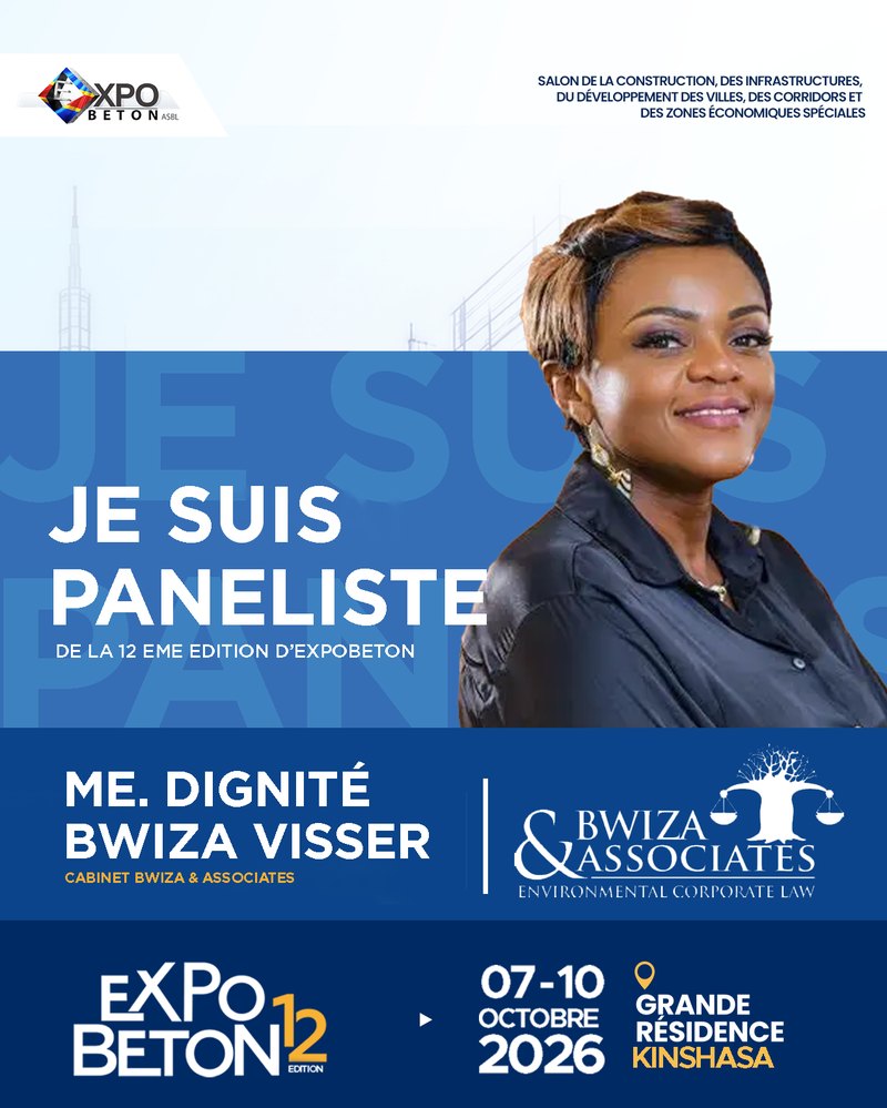 Me Dignite Bwiza Visser, Avocate du Cabinet Bwiza and Associates (Environmental Corporate Law), paneliste de la 12eme edition d’ExpoBeton RDC.